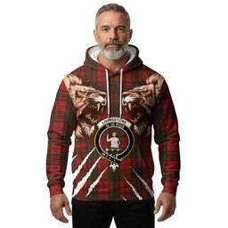 Livingstone (Livingston) Tartan Crest Hoodie Ferocious Lion Style