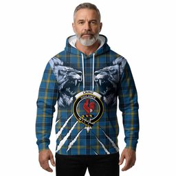 Laing Tartan Crest Hoodie Ferocious Lion Style