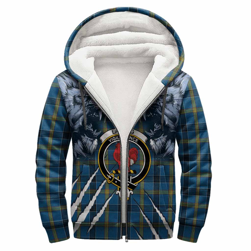 Laing Tartan Crest Sherpa Hoodie Ferocious Lion Style