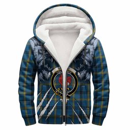 Laing Tartan Crest Sherpa Hoodie Ferocious Lion Style