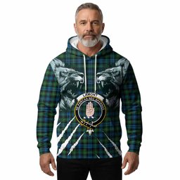 Lamont Tartan Crest Hoodie Ferocious Lion Style