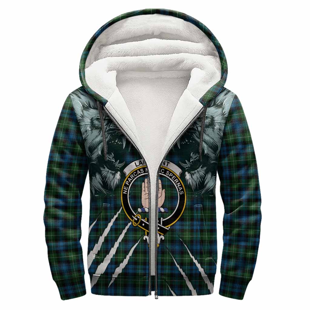 Lamont Tartan Crest Sherpa Hoodie Ferocious Lion Style