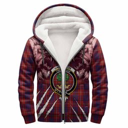 Hamilton Tartan Crest Sherpa Hoodie Ferocious Lion Style