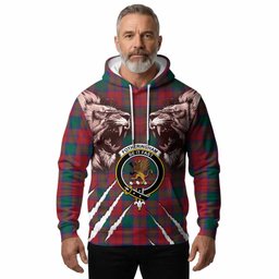 Fotheringham (Fotheringhame) Tartan Crest Hoodie Ferocious Lion Style