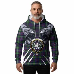 Inglis Tartan Crest Hoodie Ferocious Lion Style