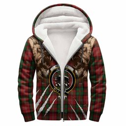 Nesbitt (Nisbet) Tartan Crest Sherpa Hoodie Ferocious Lion Style