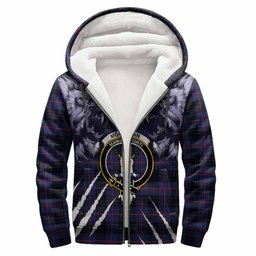 Morgan Tartan Crest Sherpa Hoodie Ferocious Lion Style