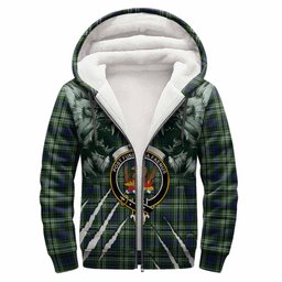 Mow Tartan Crest Sherpa Hoodie Ferocious Lion Style