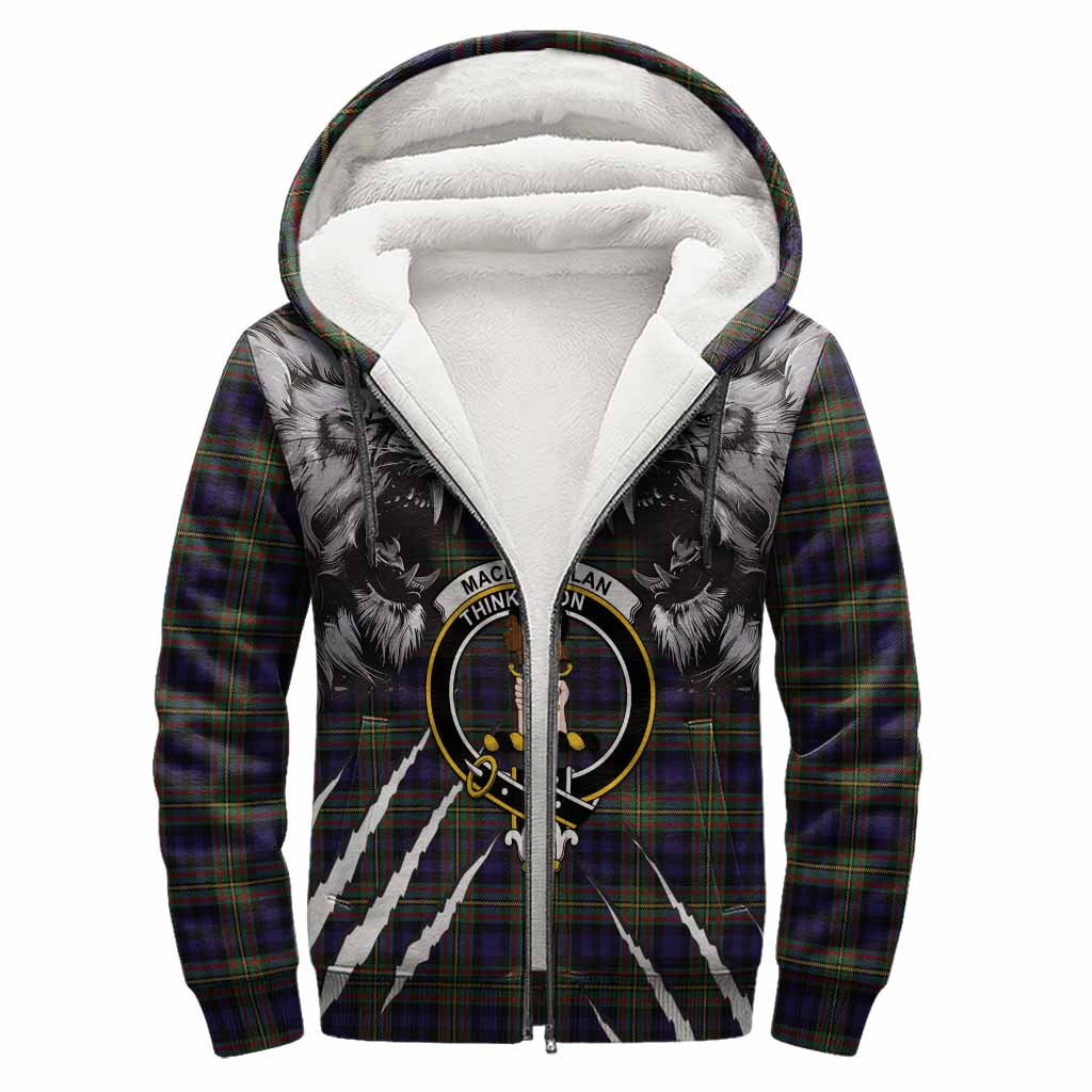 MacLellan (McLellan) Tartan Crest Sherpa Hoodie Ferocious Lion Style