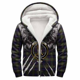 MacLellan (McLellan) Tartan Crest Sherpa Hoodie Ferocious Lion Style
