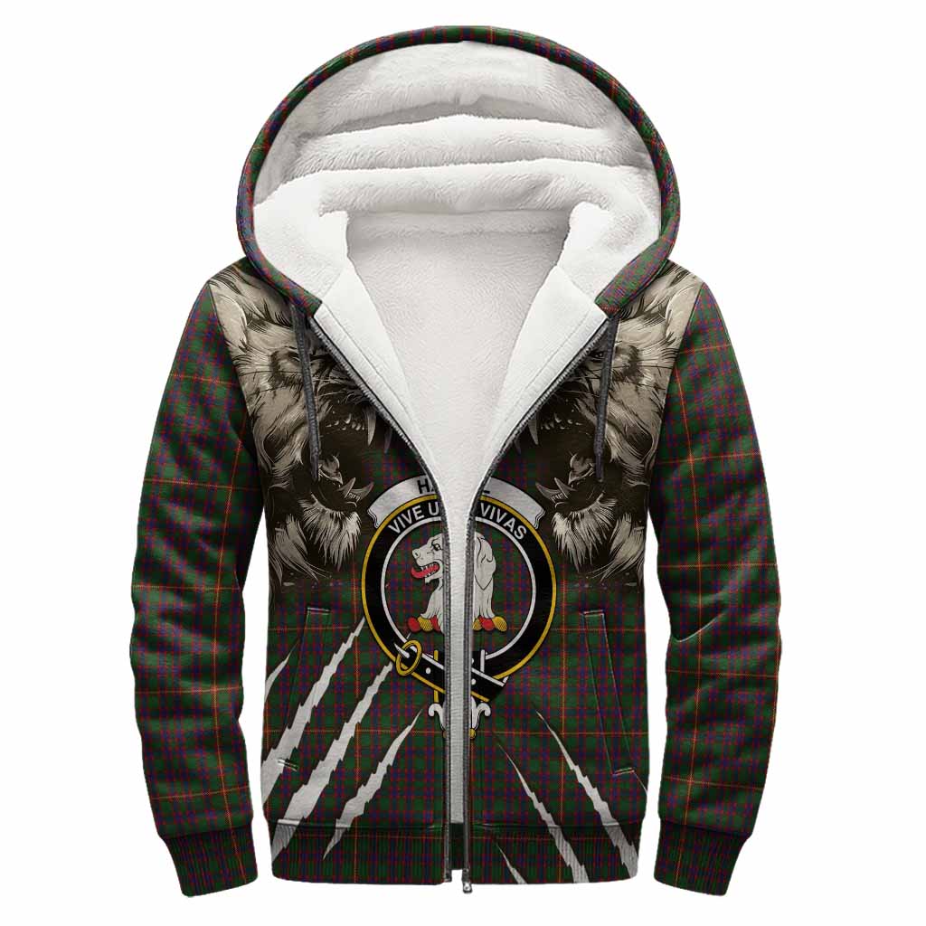 Hall Tartan Crest Sherpa Hoodie Ferocious Lion Style