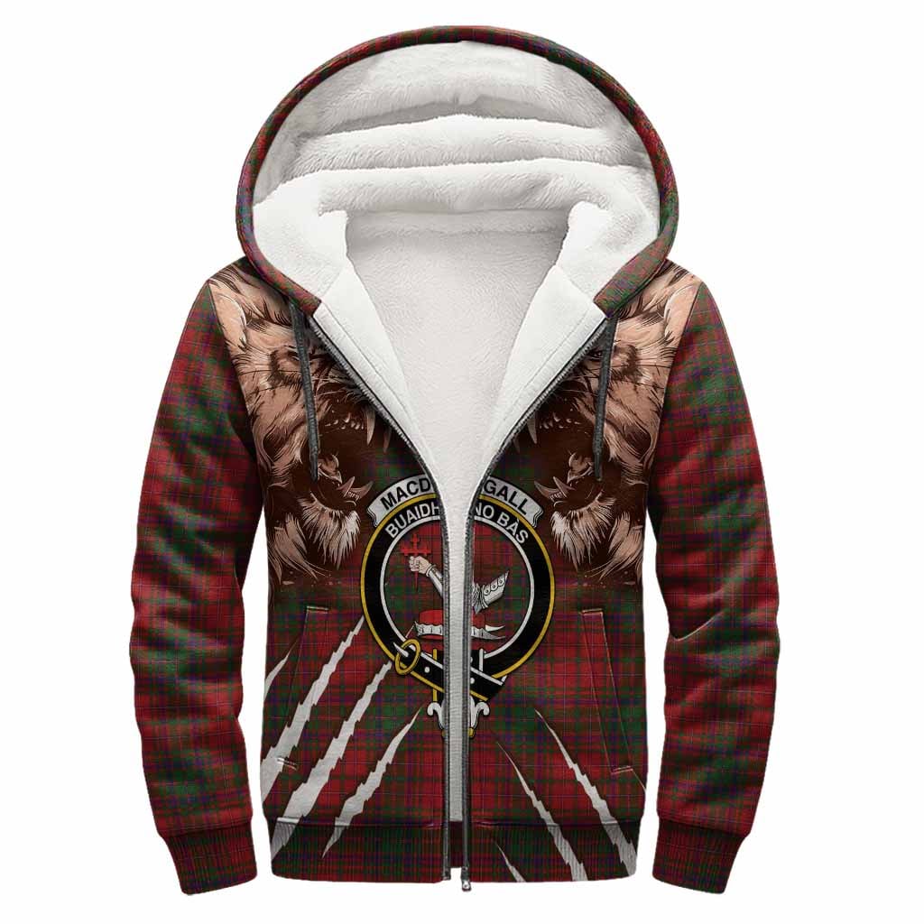MacDougall (McDougall) Tartan Crest Sherpa Hoodie Ferocious Lion Style