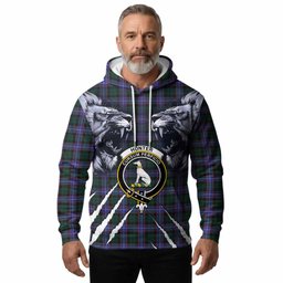 Hunter (Hunterston) Tartan Crest Hoodie Ferocious Lion Style