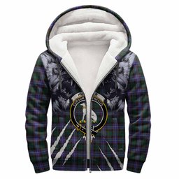 Hunter (Hunterston) Tartan Crest Sherpa Hoodie Ferocious Lion Style