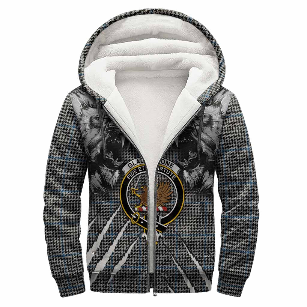 Gladstone (Gladstanes) Tartan Crest Sherpa Hoodie Ferocious Lion Style