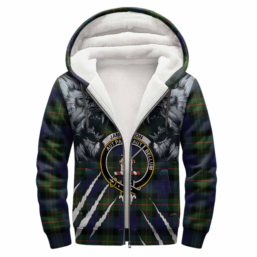 Jamieson Tartan Crest Sherpa Hoodie Ferocious Lion Style