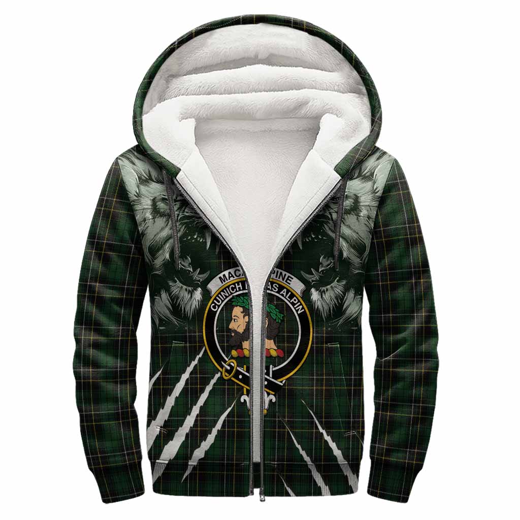 MacAlpine (MacAlpin) Tartan Crest Sherpa Hoodie Ferocious Lion Style