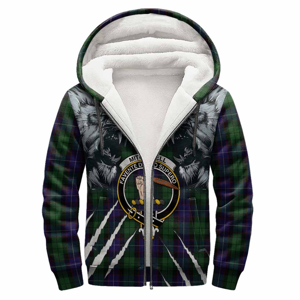 Mitchell Tartan Crest Sherpa Hoodie Ferocious Lion Style