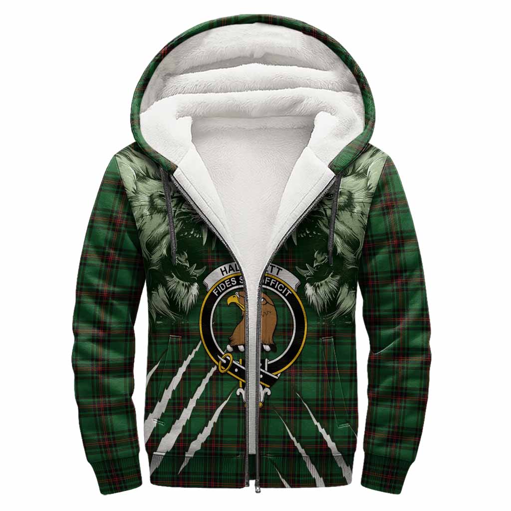 Halkett Tartan Crest Sherpa Hoodie Ferocious Lion Style