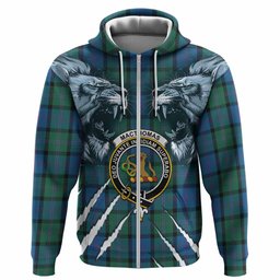 MacThomas (McThomas) Tartan Crest Hoodie Ferocious Lion Style
