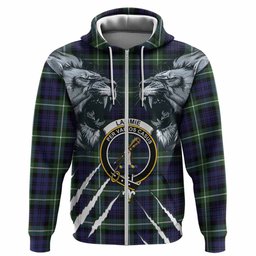 Lammie Tartan Crest Hoodie Ferocious Lion Style