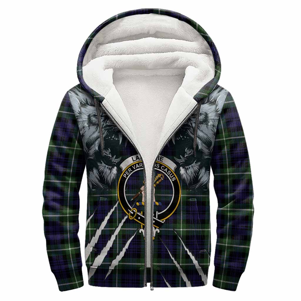 Lammie Tartan Crest Sherpa Hoodie Ferocious Lion Style