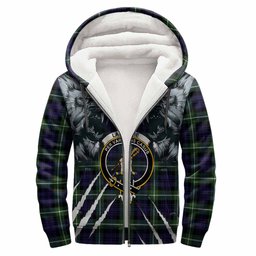 Lammie Tartan Crest Sherpa Hoodie Ferocious Lion Style