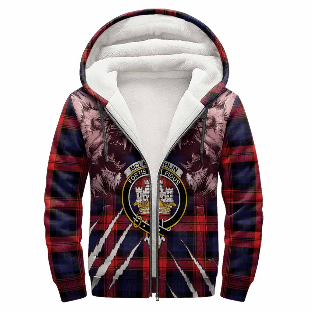 McLaughlin Tartan Crest Sherpa Hoodie Ferocious Lion Style