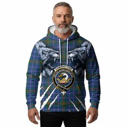 Edmonstone Tartan Crest Hoodie Ferocious Lion Style