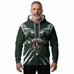 Elphinstone Tartan Crest Hoodie Ferocious Lion Style