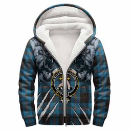 Garden (Gardyne) Tartan Crest Sherpa Hoodie Ferocious Lion Style