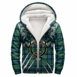 Ferguson (Fergusson) Tartan Crest Sherpa Hoodie Ferocious Lion Style