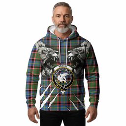 Norvel Tartan Crest Hoodie Ferocious Lion Style