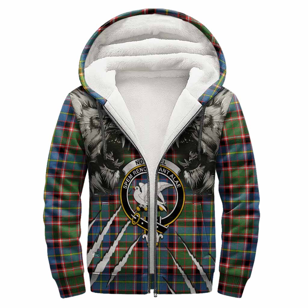 Norvel Tartan Crest Sherpa Hoodie Ferocious Lion Style