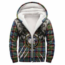 Norvel Tartan Crest Sherpa Hoodie Ferocious Lion Style