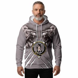 Shepherd Tartan Crest Hoodie Ferocious Lion Style