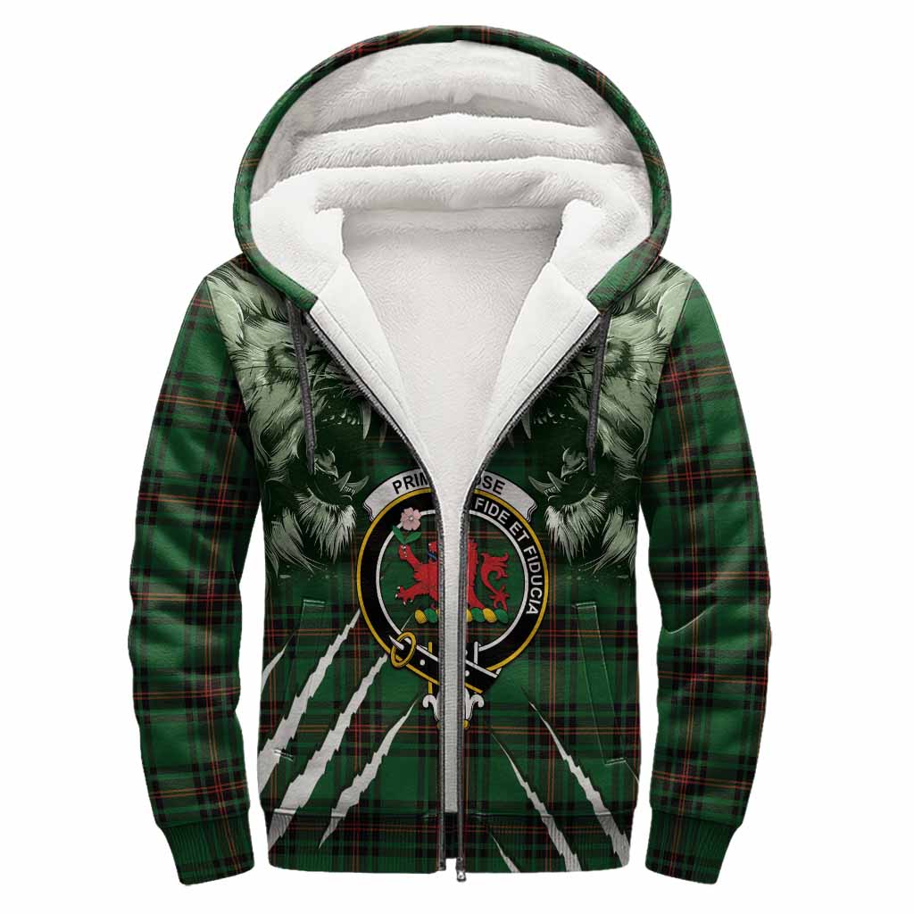 Primrose Tartan Crest Sherpa Hoodie Ferocious Lion Style