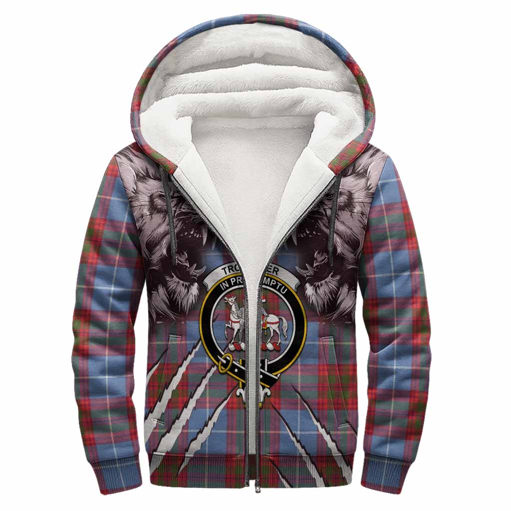 Trotter Tartan Crest Sherpa Hoodie Ferocious Lion Style