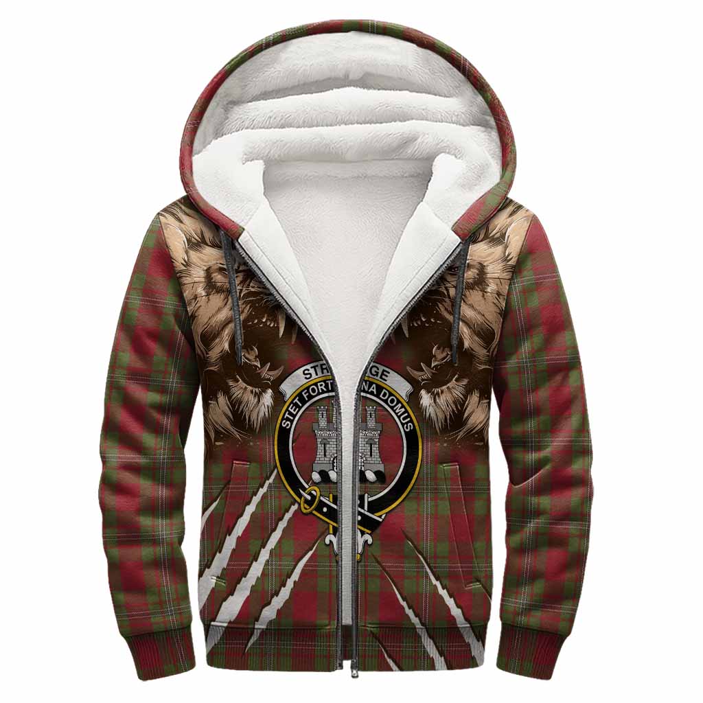 Strange (Strang) Tartan Crest Sherpa Hoodie Ferocious Lion Style