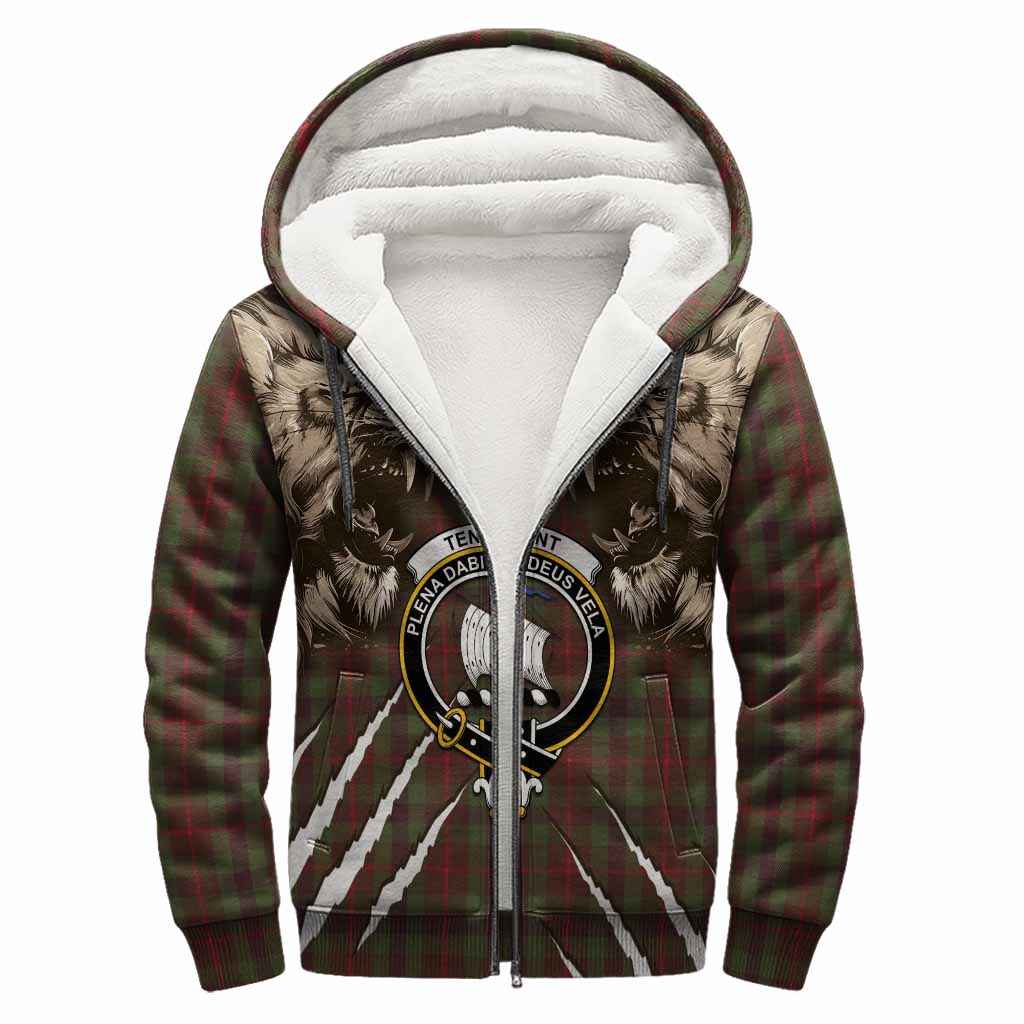 Tennant Tartan Crest Sherpa Hoodie Ferocious Lion Style