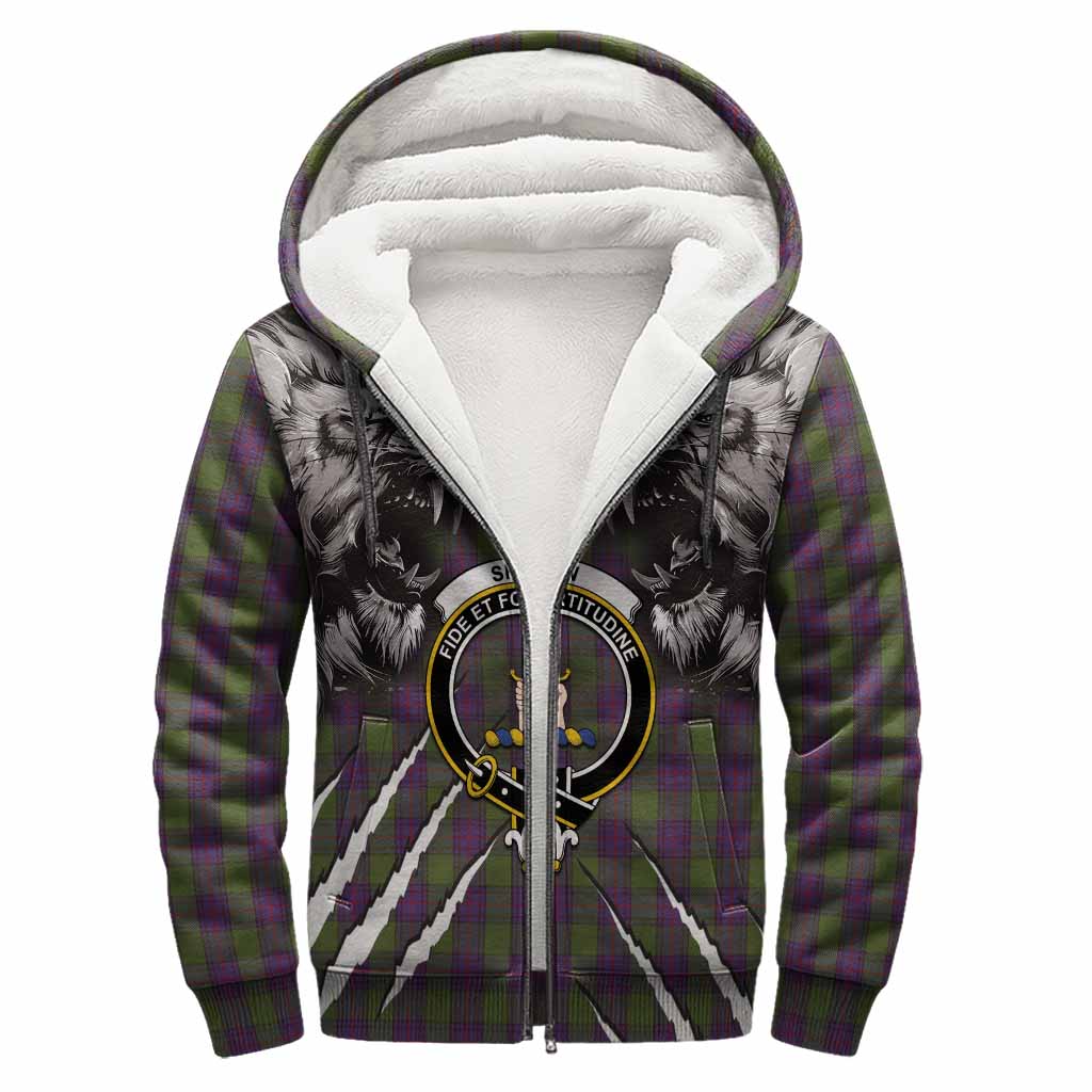 Shaw Tartan Crest Sherpa Hoodie Ferocious Lion Style