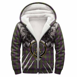 Shaw Tartan Crest Sherpa Hoodie Ferocious Lion Style