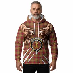 Scrymgeour Tartan Crest Hoodie Ferocious Lion Style