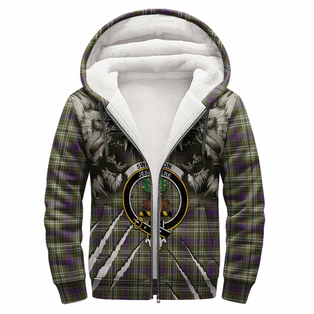 Swinton Tartan Crest Sherpa Hoodie Ferocious Lion Style