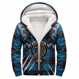 Wedderburn Tartan Crest Sherpa Hoodie Ferocious Lion Style
