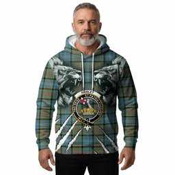 Paisley Tartan Crest Hoodie Ferocious Lion Style