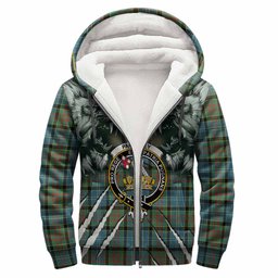 Paisley Tartan Crest Sherpa Hoodie Ferocious Lion Style