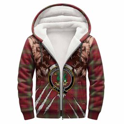 Seton Tartan Crest Sherpa Hoodie Ferocious Lion Style