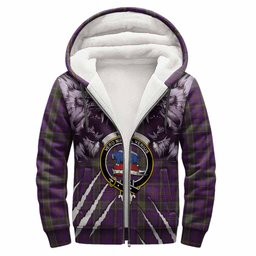 Weir Tartan Crest Sherpa Hoodie Ferocious Lion Style