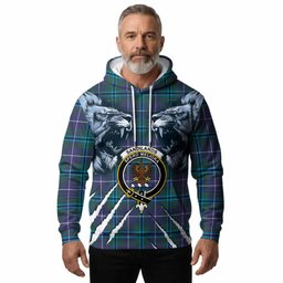 Sandilands Tartan Crest Hoodie Ferocious Lion Style
